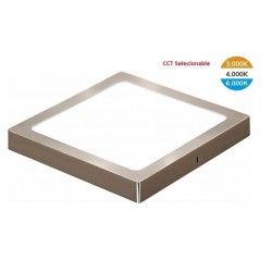 Downlight panel Cuadrado LED Superficie Cromado 25W CCT